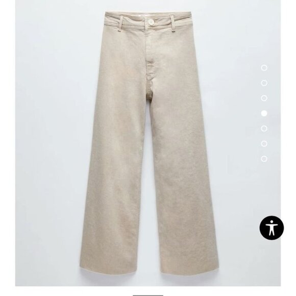 Zara Marine Wide-Leg Jeans - Tan - Size 10 - Picture 12 of 12